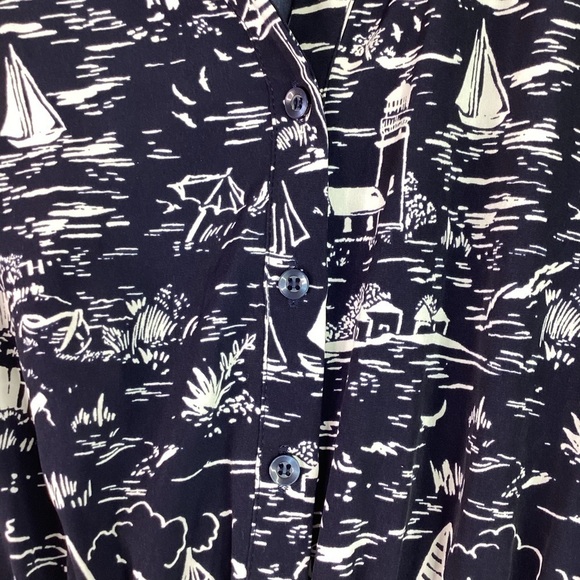 CHARTER‎ CLUB SIZE 10 PETITE NAVY BLUE SCENIC BEACH VACATION SUMMER DRESS - Picture 12 of 16